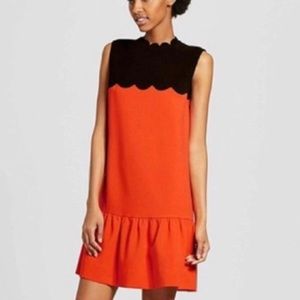 AA Victoria Beckham Dress Womens 2X Orange Black Sleeveless Preppycore